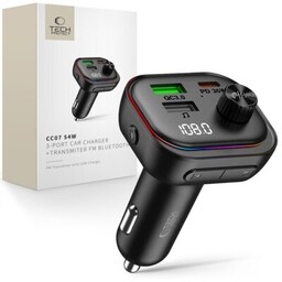 TECH-PROTECT Transmiter FM CC07 2w1 PD 54W Czarny