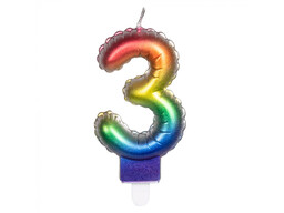 Świeczka cyferka kolorowa - 3 - trzy