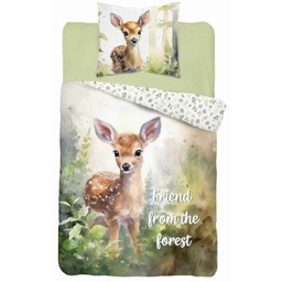 Pościel bawełniana 140x200 zielona biała jelonek Holland Collection