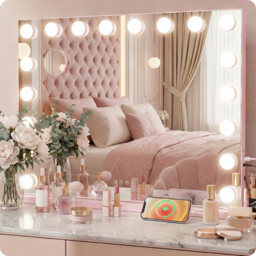 Lustro do makijażu różowe make-up 80x62cm 18 LED