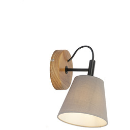 Rustykalna lampa ścienna drewniana z szarym - Cupy
