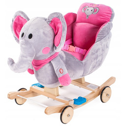 Bujak na biegunach jeździk słonik bujany 2w1 różowy