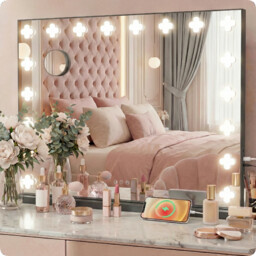 Lustro do makijażu czarne make-up 58x46cm 18 LED