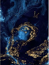 Abstrakcyjny ciemnoniebieski złoty fale duża sztuka ścienna nadruk