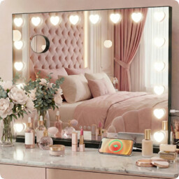 Lustro do makijażu czarne make-up 58x46cm 18 LED