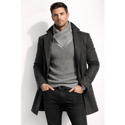 Sweter męski z kominem grafitowy Recea