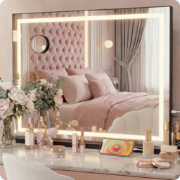 Lustro do makijażu czarne make-up 70x55cm LED barwa