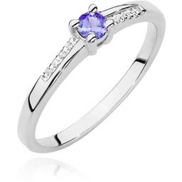 Złoty pierścionek Tanzanit 0,15ct białe złoto pr. 585