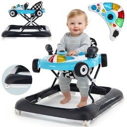 Interaktywny chodzik dla dzieci wyścigówka turkusowo czarny