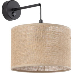 Kinkiet boho czarny stalowy z jutą 30cm