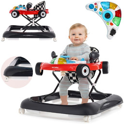 Interaktywny chodzik dla dzieci wyścigówka czerwono czarny