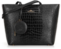 Damski shopper ze skóry we wzór croco czarno