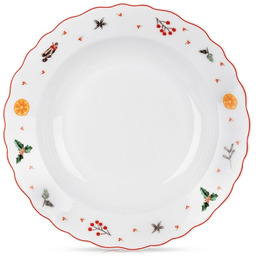 Talerz obiadowy głęboki porcelanowy świąteczny 24,5 cm, 600