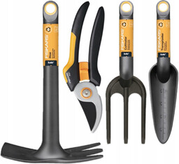 Fiskars Narzędzia Ogrodnicze Zestaw Łopatka Widełki Motyczka Sekator