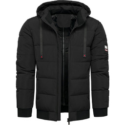 Kurtka męska zimowa z odpinanym kapturem czarna Recea