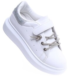 Białe dziewczęce sneakersy na platformie