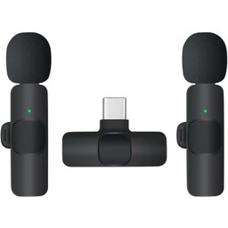 Apexel Bezprzewodowe mikrofony Wireless Lavalier, czarne