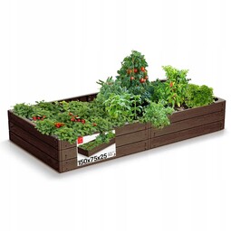 Podwyższona grządka skrzynia na warzywa ogrodowa 150x75x25cm brązowa