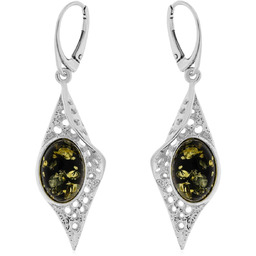 Srebrne kolczyki z bursztynem bigiel pr. 925