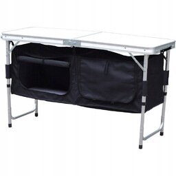Stolik Turystyczny Składany Kempingowy 120x47x70/62/54CM Z Szafą 33X30X36CM