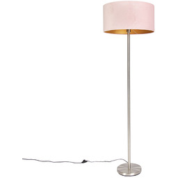 Lampa podłogowa stalowa z różowym kloszem 50 cm