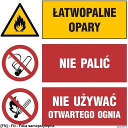 GO003 - Łatwopalne opary Nie palić Nie używać