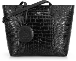 Damski shopper ze skóry we wzór croco czarno