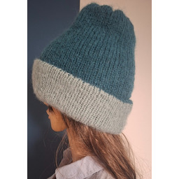 Pakamera Czapka Fluffy z alpaki dwustronna petrol -