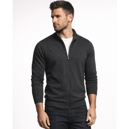 Sweter męski na suwak z stójką bawełniany grafitowy