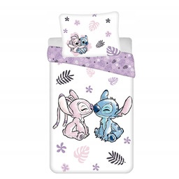 Pościel 140x200 Lilo i Stitch biała fioletowa poszewka