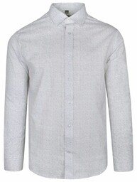 Koszula Wizytowa, Długi Rękaw, Drobny Różowy Motyw, Taliowana,