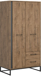 szafa dwudrzwiowa Luton 100 cm z szufladami grafit/dąb