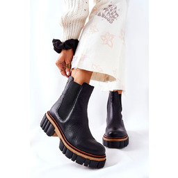 Skórzane Botki Workery Maciejka Czarne 05312-01-38