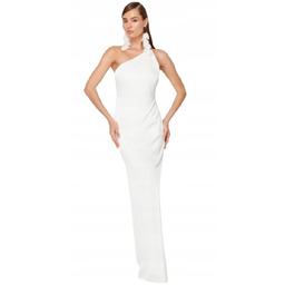 TRENDYOL BIAŁA SUKIENKA WIECZOROWA NA JEDNO RAMIĘ DŁUGA