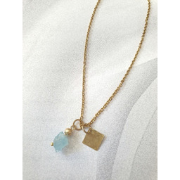 Pakamera Wisior ANTYK raw, akwamaryn, mosiądz