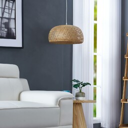 Lampa wisząca Lindby Jadwiga, Ø 45 cm, bambus,