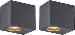 QAZQA Zestaw 2 nowoczesnych lamp ściennych ciemnoszarych IP44