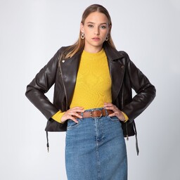 Damska ramoneska z ekoskóry z małą kieszonką