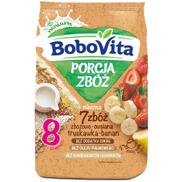 BoboVita, Kaszka mleczna 7 zbóż truskawkowo-bananowa po 8.