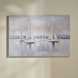 Ręcznie zdobiony obraz z motywem łodek botali 80x120