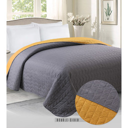 Domarex Narzuta dekoracyjna 200x220 Benita szara musztardowa dwustronna