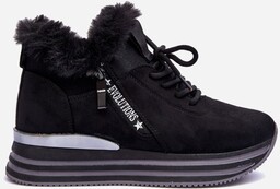 Zimowe sneakersy damskie na platformie do kostki ocieplane