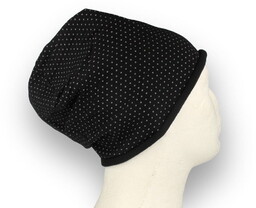 Czapka damska Beanie włoska cienka smerfetka bawełna czarna