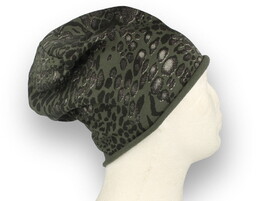 Czapka damska Beanie włoska cienka smerfetka bawełna khaki