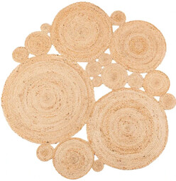 Dywan okrągły z juty Patchwork beżowy 140 cm