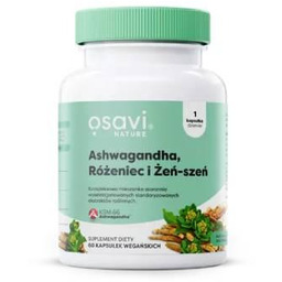 OSAVI Ashwagandha, Różeniec i Żeń-szeń, 60 kapsułek