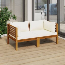 Emaga 2-osobowa sofa ogrodowa, kremowe poduszki, drewno akacjowe