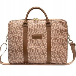 Torba Guess GCube Stripes na laptopa 16" brązowa