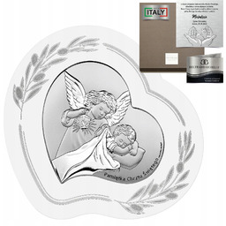 Srebrny Obrazek Aniołek Pamiątka Chrztu