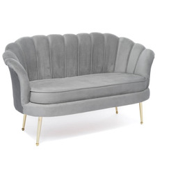 Sofa muszelka ELIF szary welur #20, złote nogi